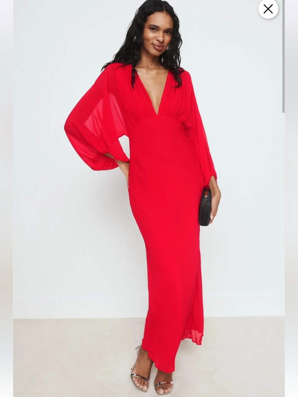 SHONA JOY AMINA PLUNGE BALLOON SLEEVE MAXI DRESS SIZE 2 MSRP $440